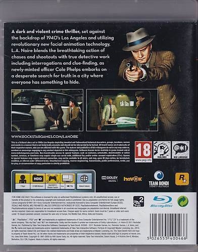 L.A Noire - PS3 (B Grade) (Genbrug)